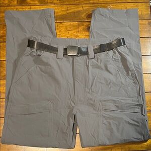 Men's Utility Cargo Pants Gray Tactical All Weather Pants With Belt Size 32 x 30